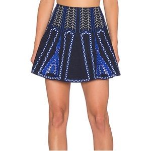 BCBG Bronwyn Embroidered Mini Skirt in Ink Combo